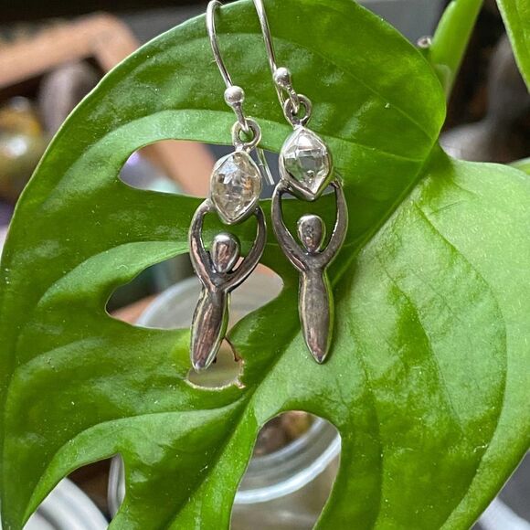 Sterling Silver Herkimer Diamond Goddess Earrings - Picture 8 of 9